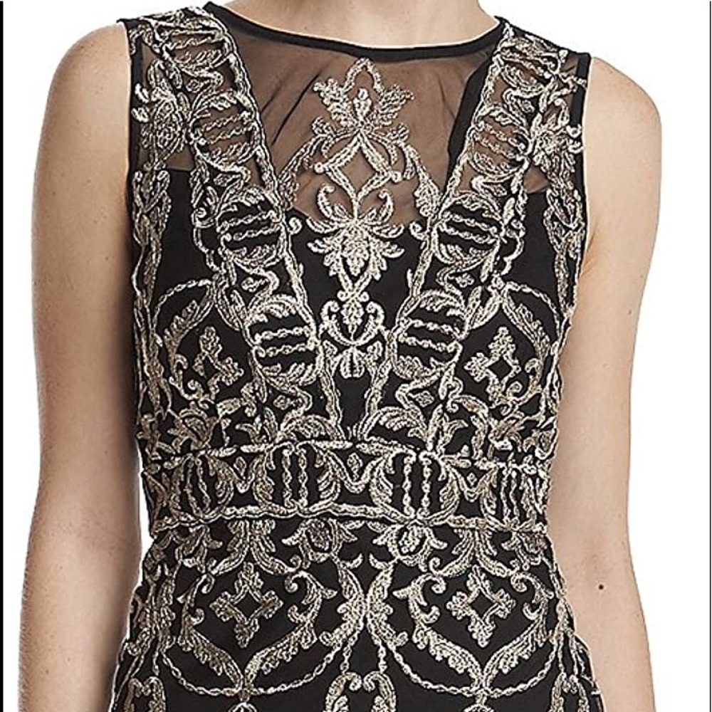 Gold lace  mesh overlay gown